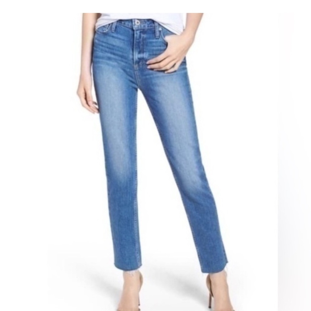 PAIGE Hoxton Slim High Rise Raw Hem Jeans